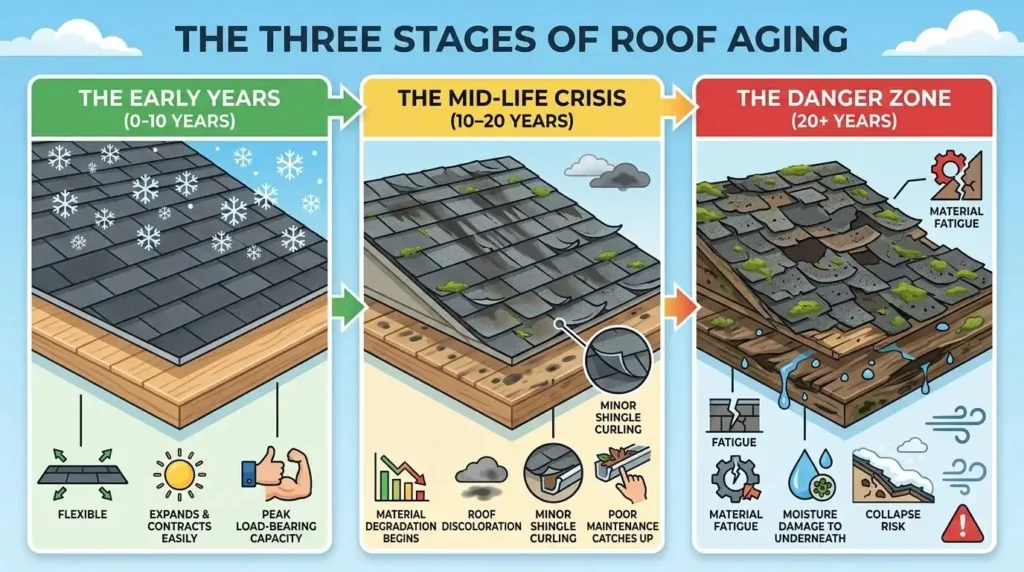 three stages of roof aging three stages of roof aging