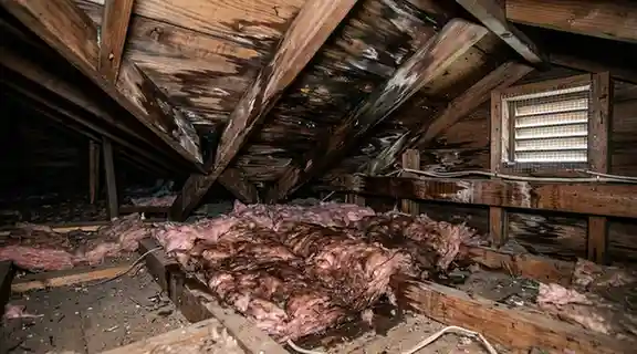 attic roof leak water damage