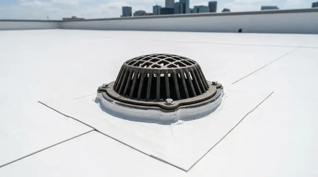 Roof drain on commercial Roof drain on commercial
